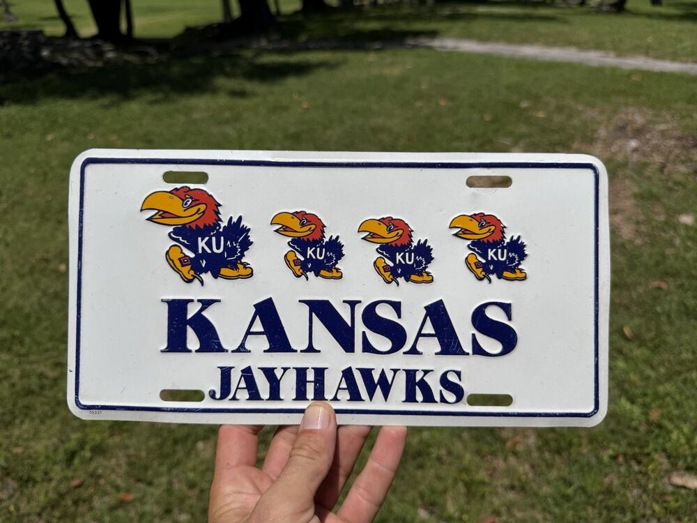 Vintage University of Kansas Jayhawks Booster License Plate